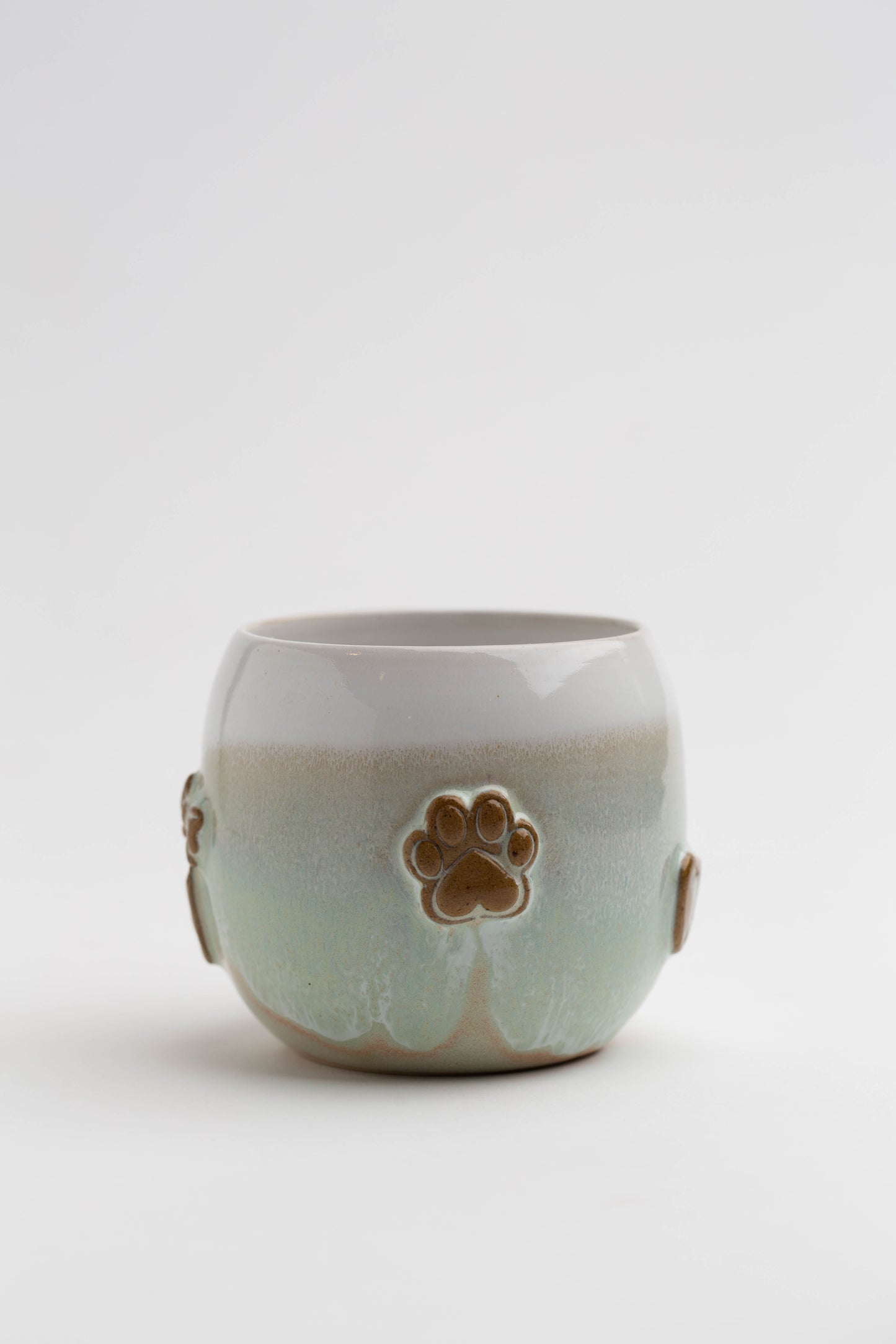 Becher in Mintgrün weiß - Motiv "Katze"