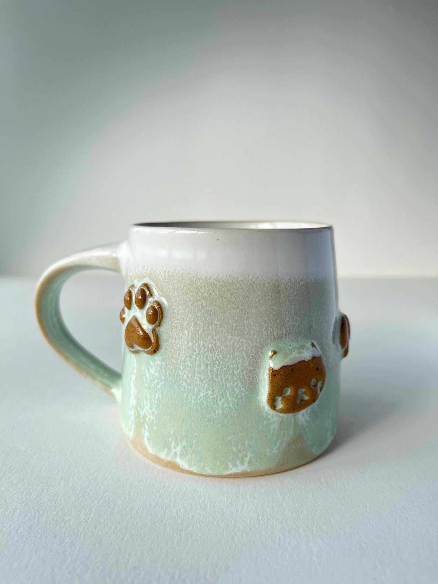 Tasse in Mintgrün weiß - Motiv "Hund & Katze"