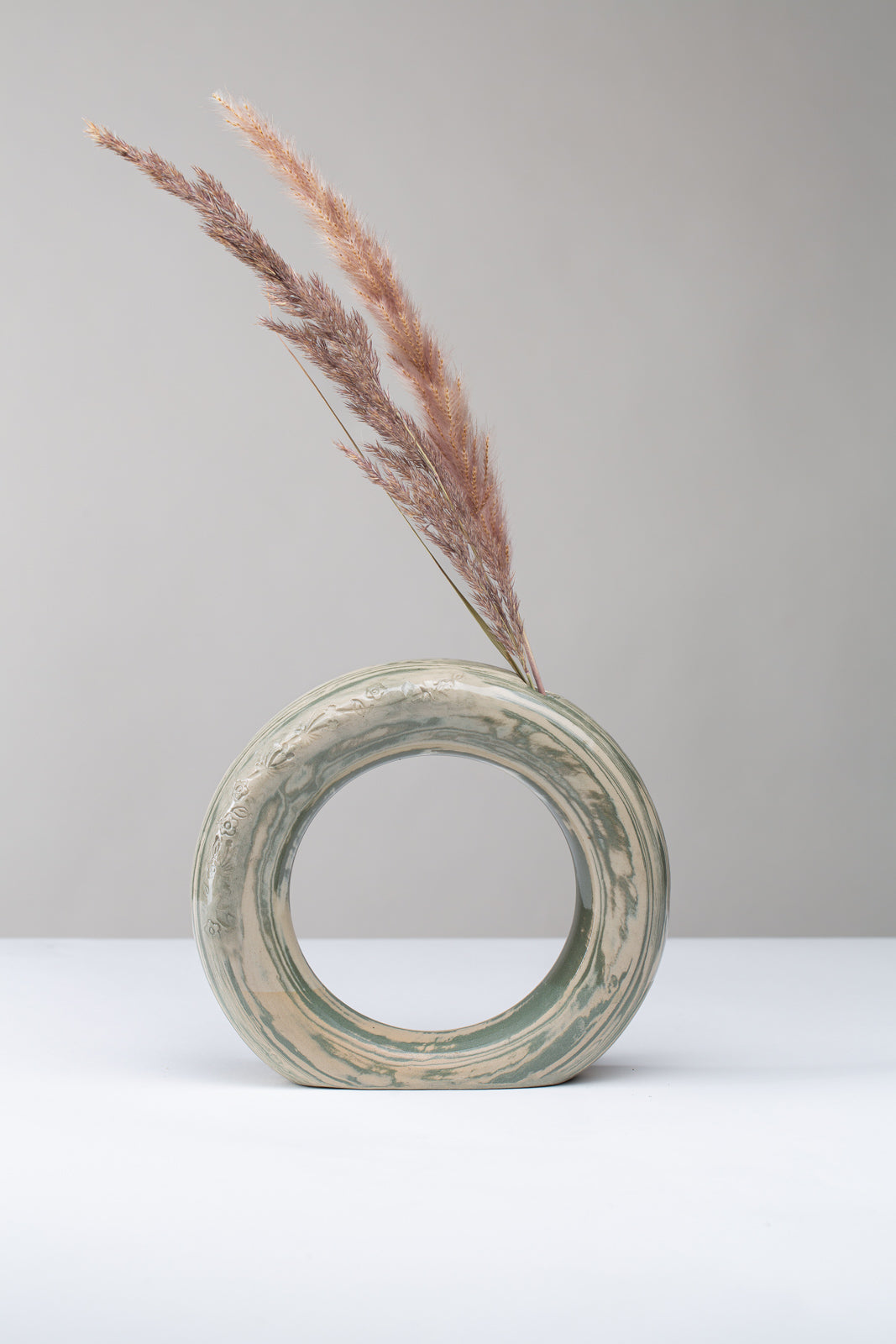 "Marble" Ringvase - grün marmoriert