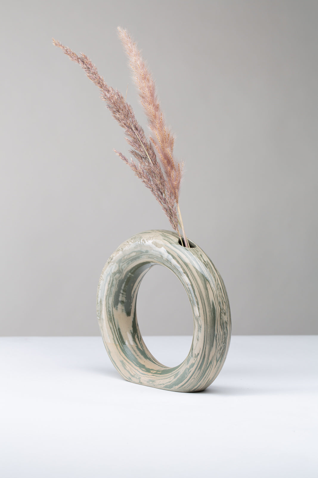 "Marble" Ringvase - grün marmoriert