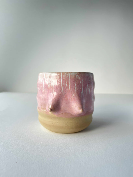 "Boobie" Becher "Curvy" - Rosa mit weißem Verlauf