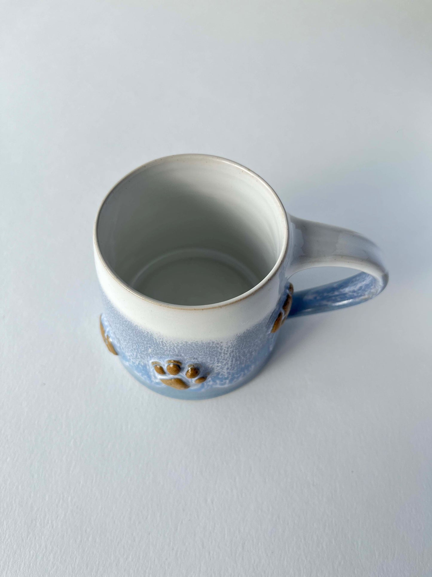 Tasse in Eisblau weiß - Motiv "Hund & Katze"